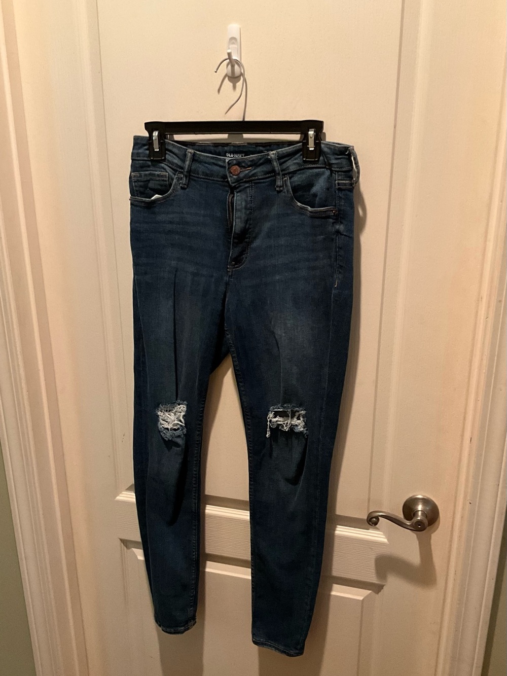Old Navy Dark Blue Skinny Jeans with Knee Distress